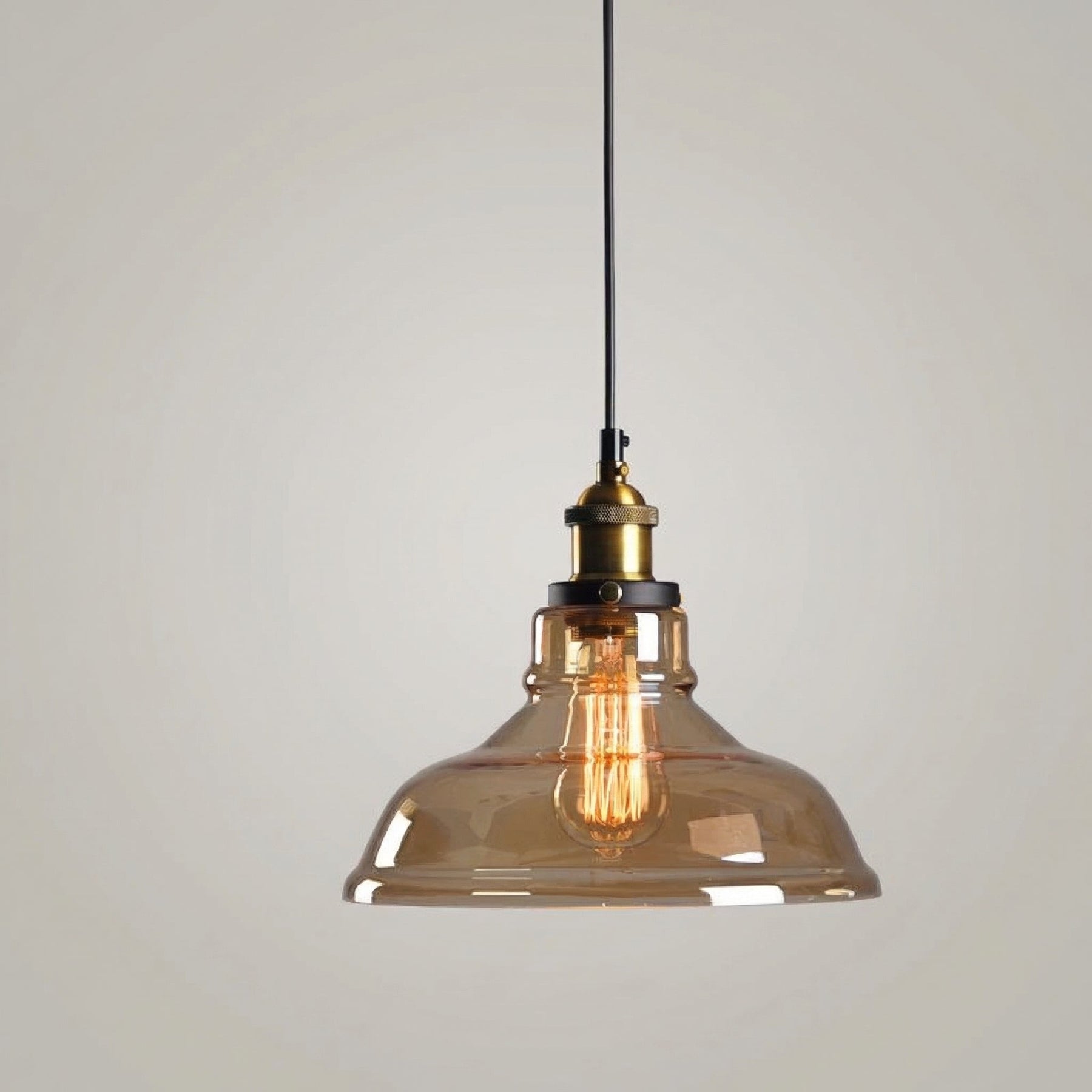 Vintage Industrial Glass Pendant Light