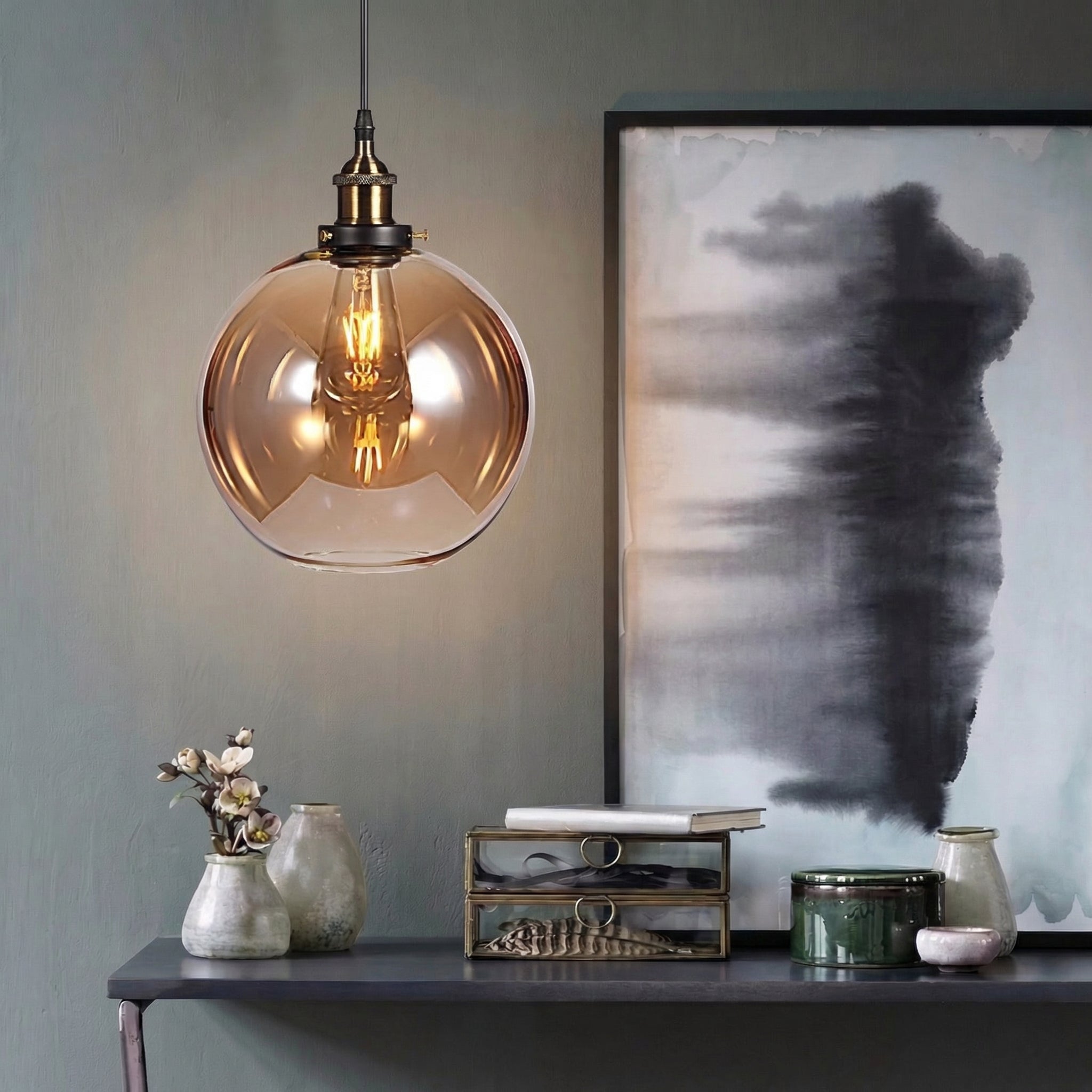 Vintage Globe Glass Pendant Light