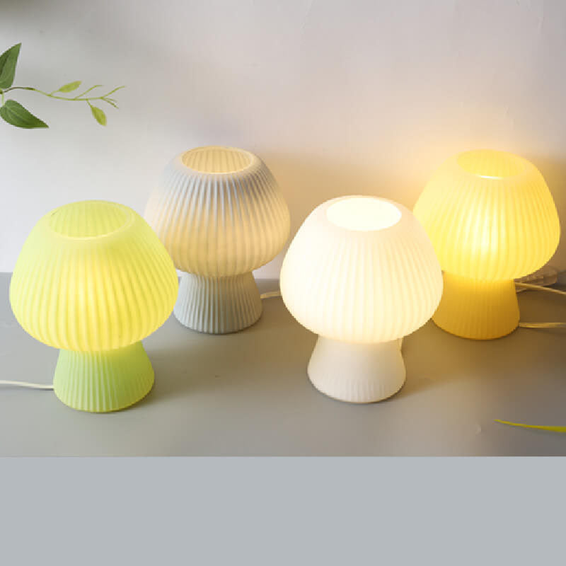 Minimalist Sturdy Mushroom Glass Table Bedside Lamp