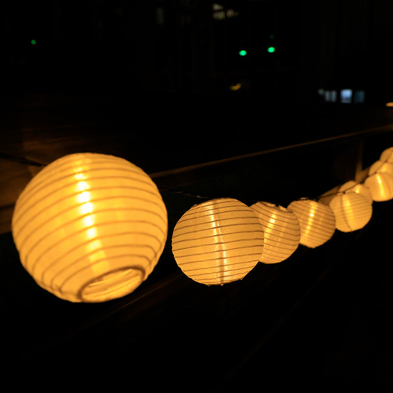 Solar String Lights with Multicolour Round Lantern Shades