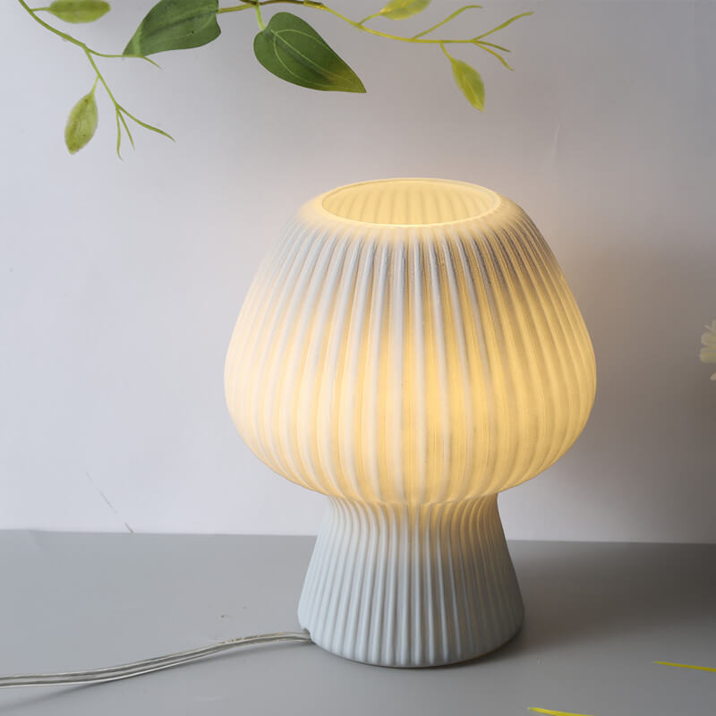Minimalist Sturdy Mushroom Glass Table Bedside Lamp