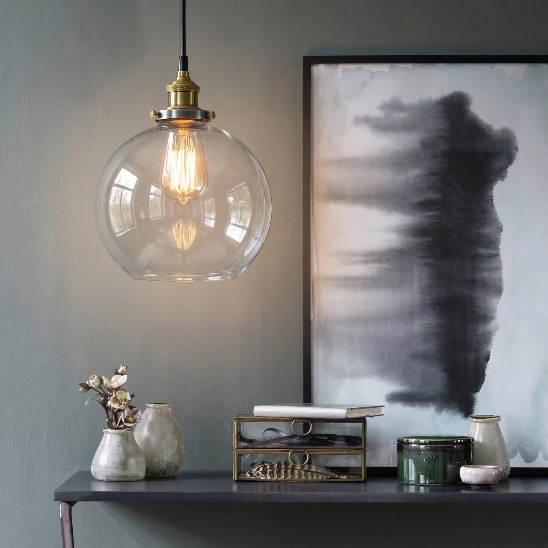 Vintage Globe Glass Pendant Light