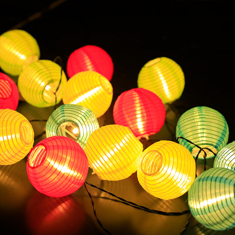 Solar String Lights with Multicolour Round Lantern Shades