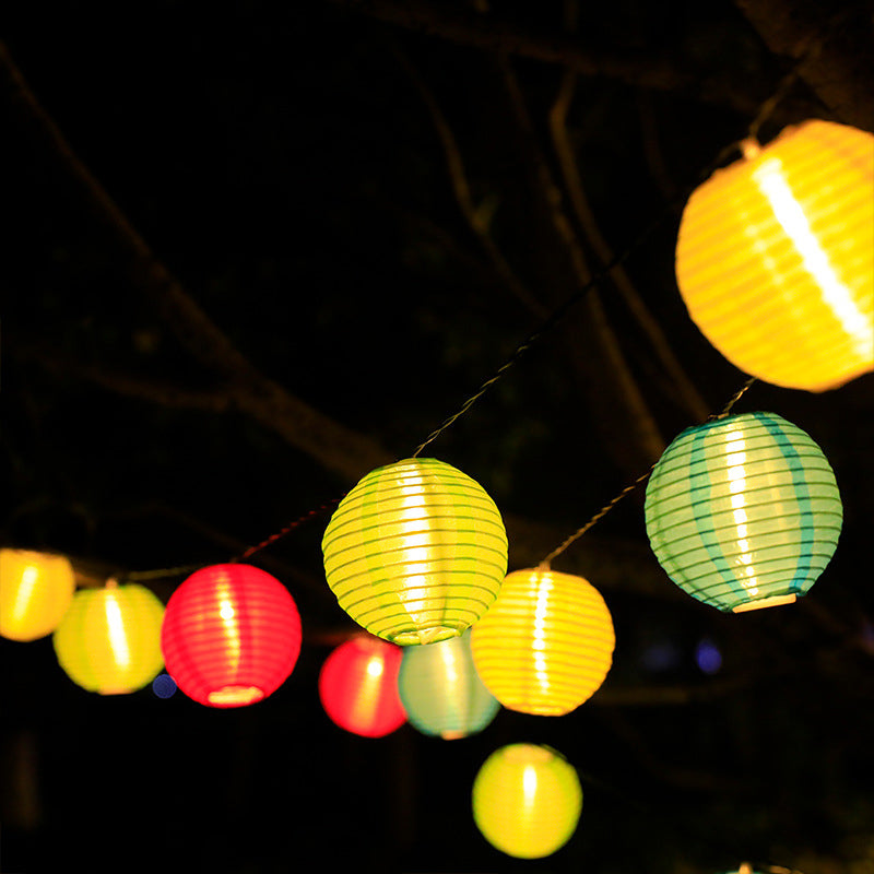 Solar String Lights with Multicolour Round Lantern Shades