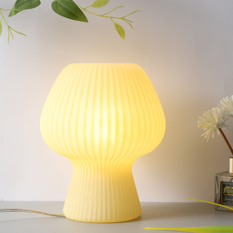 Minimalist Sturdy Mushroom Glass Table Bedside Lamp