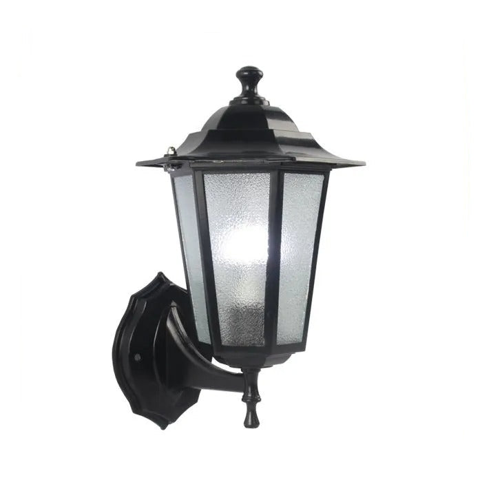 Outdoor Wall Lantern with Motion Sensor and Black Metal Frame