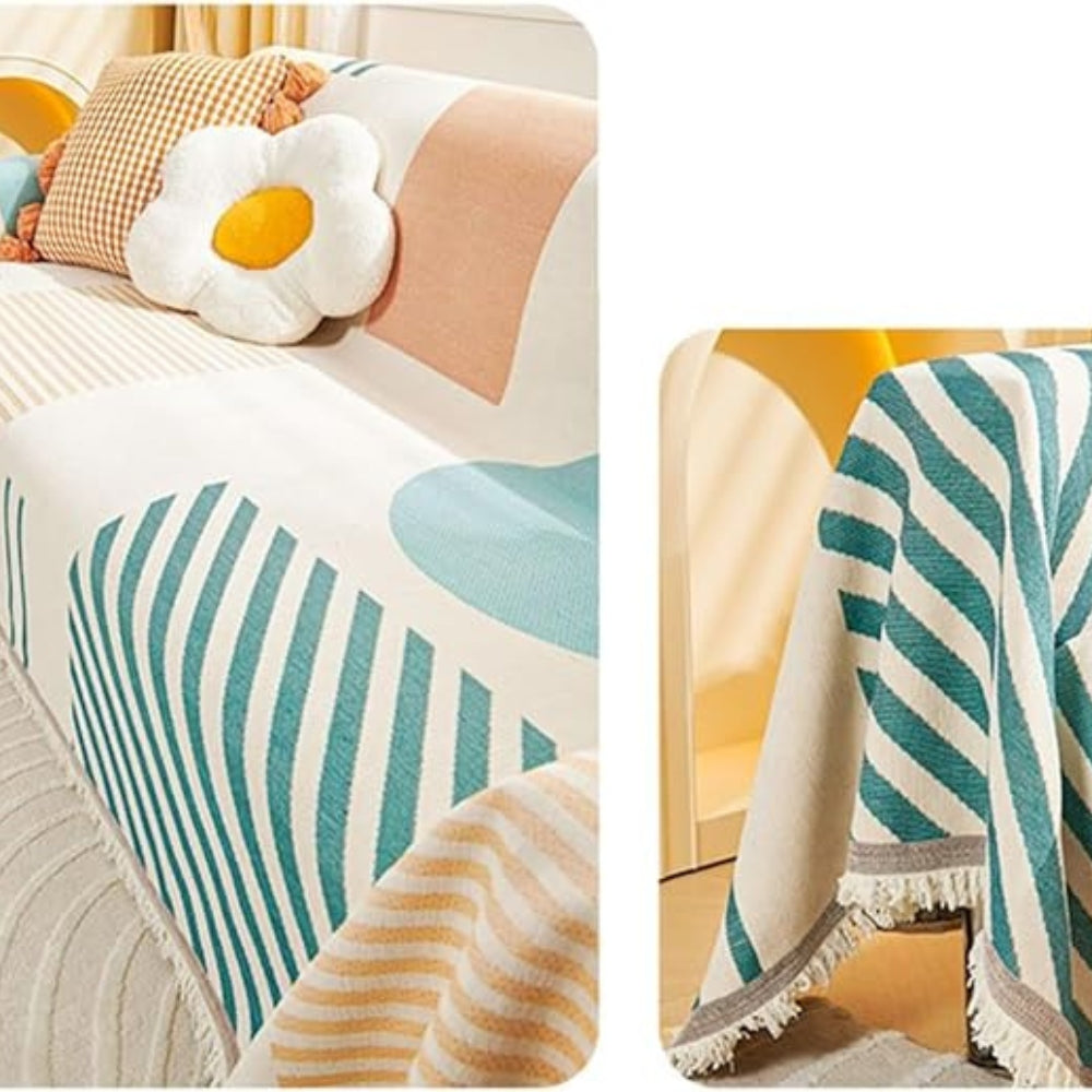 Meringue Chenille Geometry Couch Cover