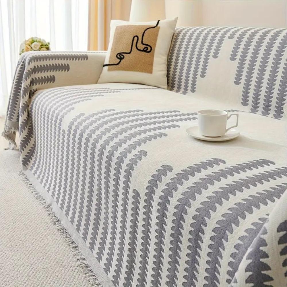 Modern Monochrome Fern Couch Cover