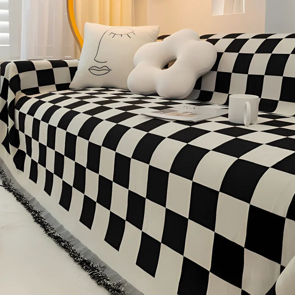 Checkerboard Anti-Scratch Couch Cover