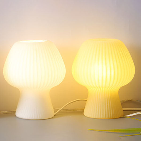 Minimalist Sturdy Mushroom Glass Table Bedside Lamp