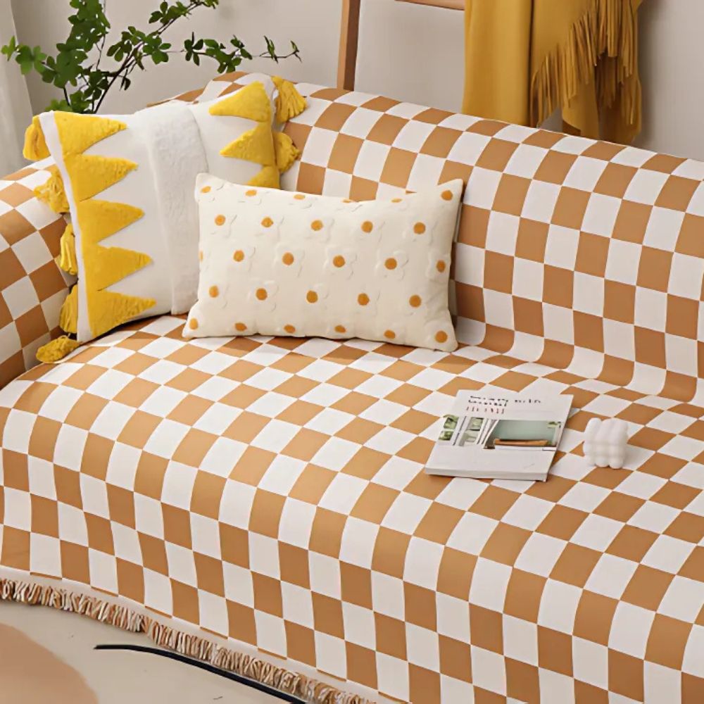 Checkerboard Anti-Scratch Couch Cover