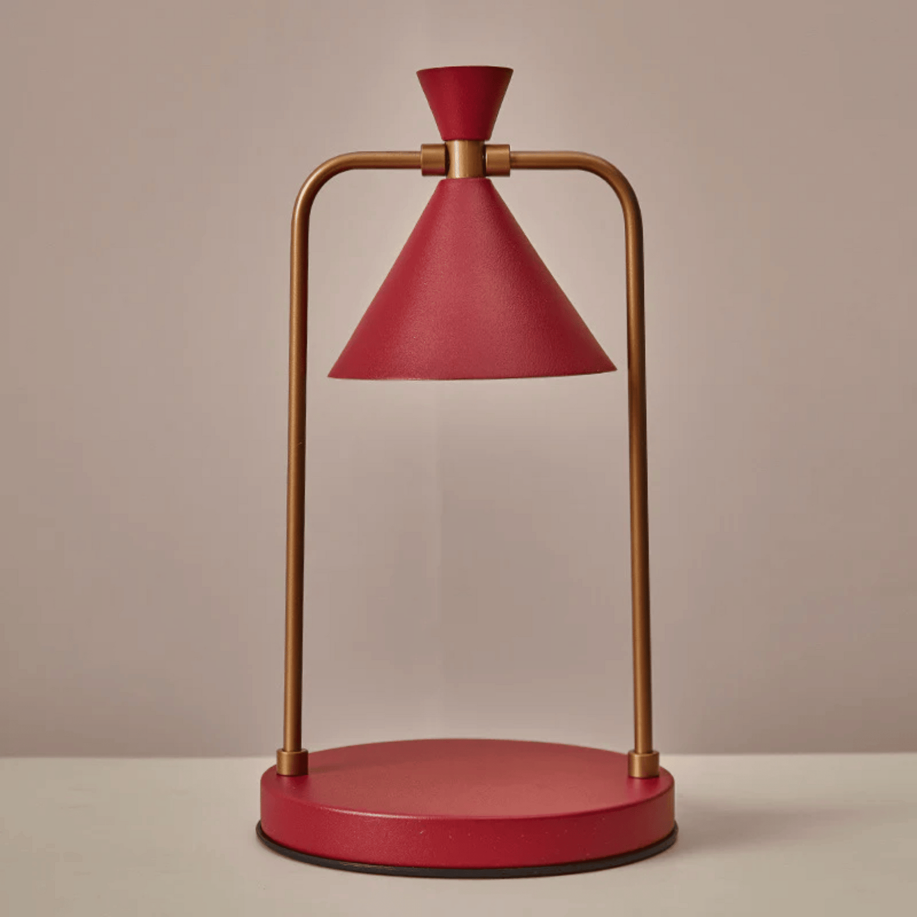 Electric Candle Warmer Lamp with Metal Frame and Cone Shade