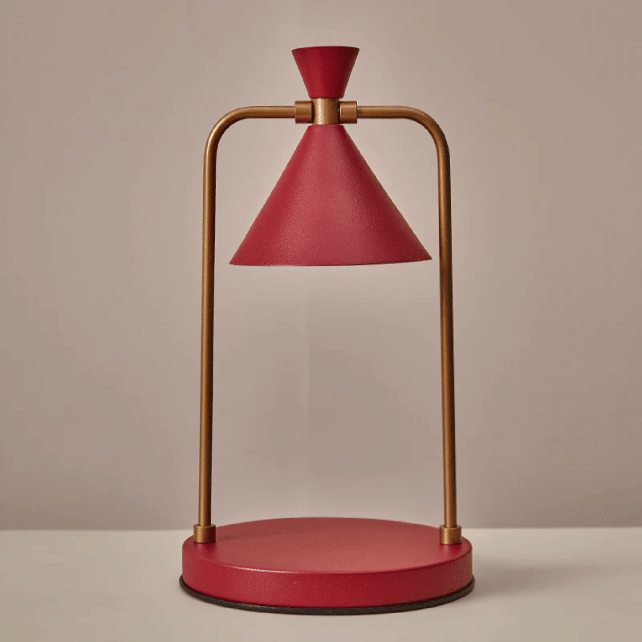 Electric Candle Warmer Lamp with Metal Frame and Cone Shade