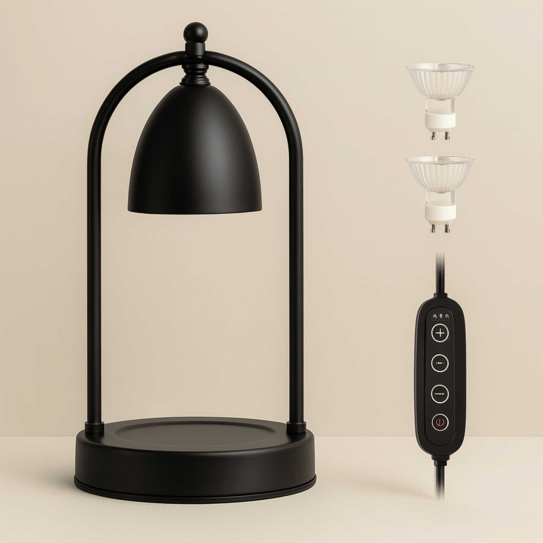 Tabletop Candle Warmer Lamp with Black Metal Arch Frame