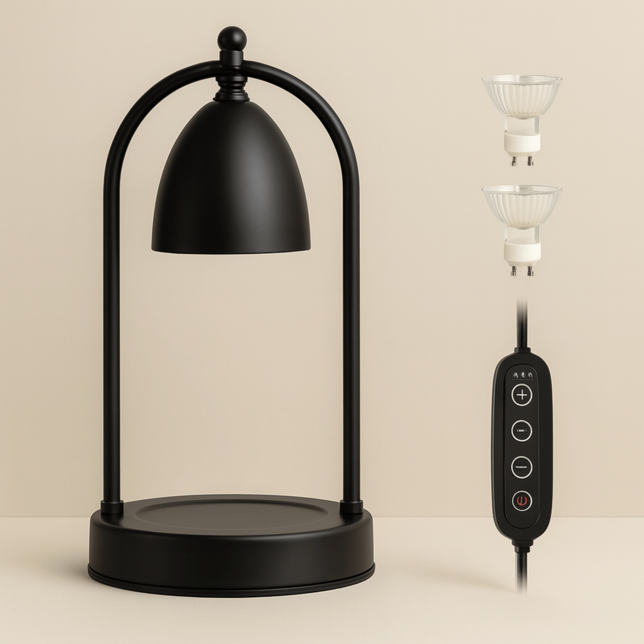 Tabletop Candle Warmer Lamp with Black Metal Arch Frame