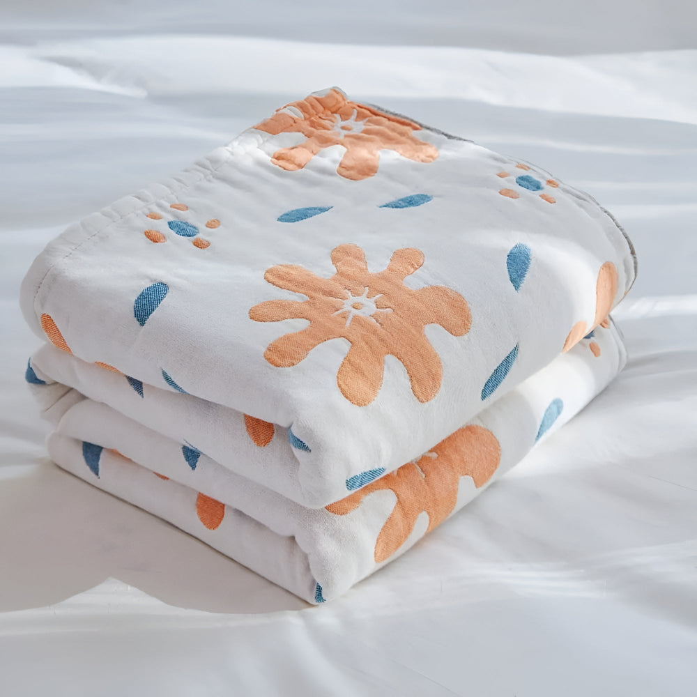 Abstract Sunny Reversible Cotton Blanket