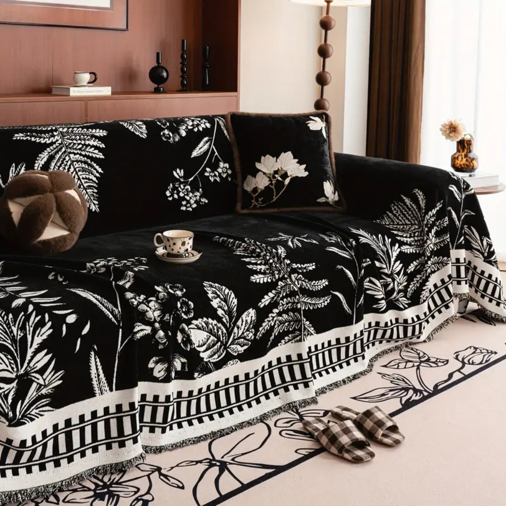 Foliage Floral Chenille Couch Cover