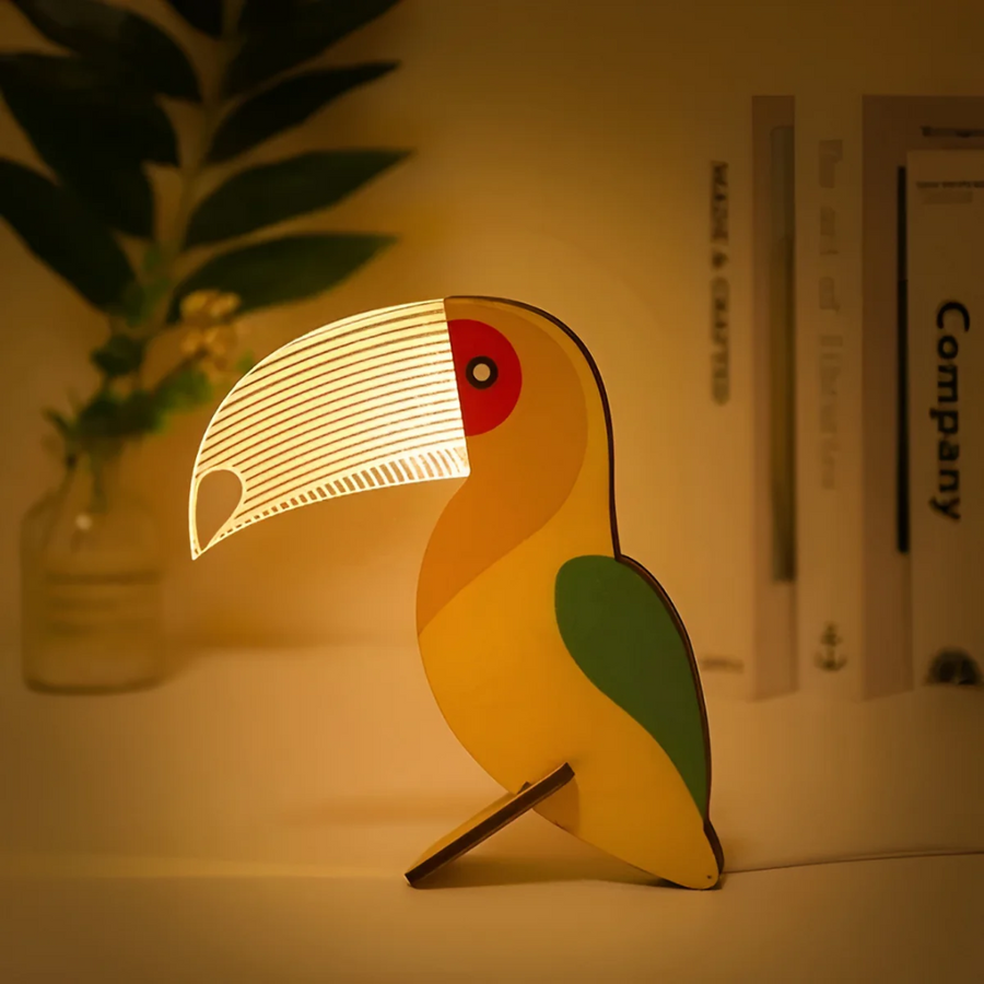Nordic Wooden Animal LED Table Lamp Sculptural Design