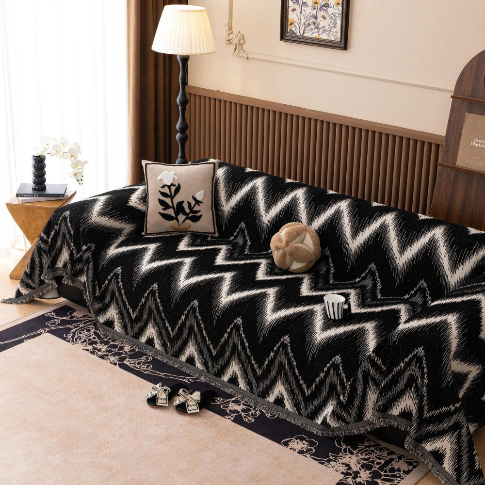Ochre Streak Textured Couch Cover