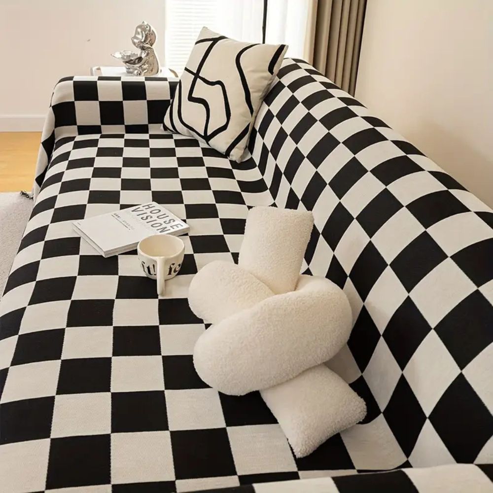 Checkerboard Anti-Scratch Couch Cover
