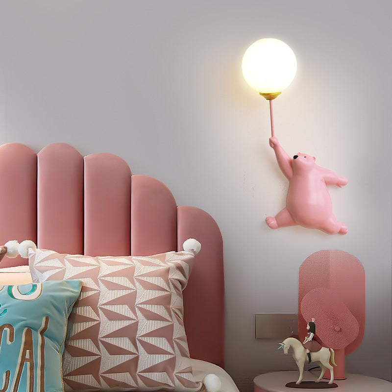 Cute Bear Wall Lamp Kids Room Balloon Light Decorative