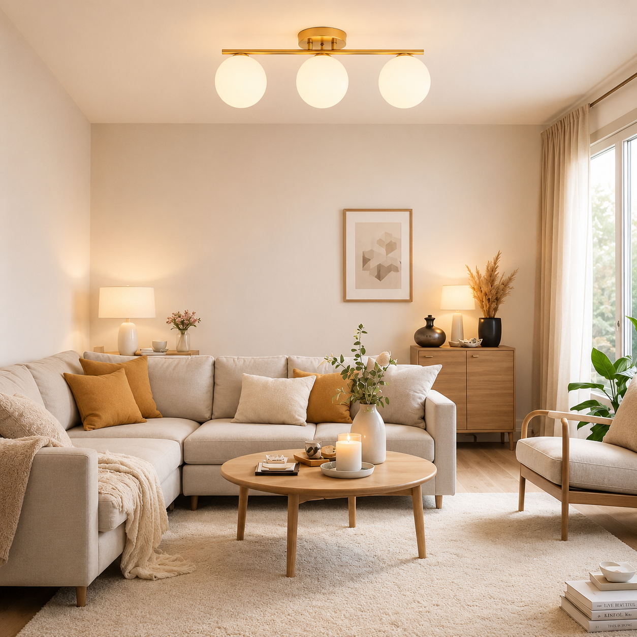Opaline LED Ceiling Lamp with Globe Shades