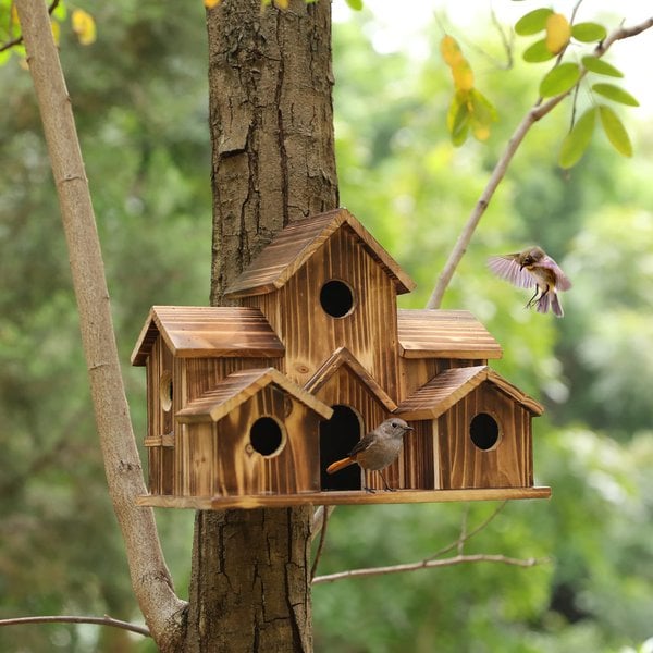 Wooden Birdhouse Outdoor Rustic Hanging Bird Nest Box Garden
