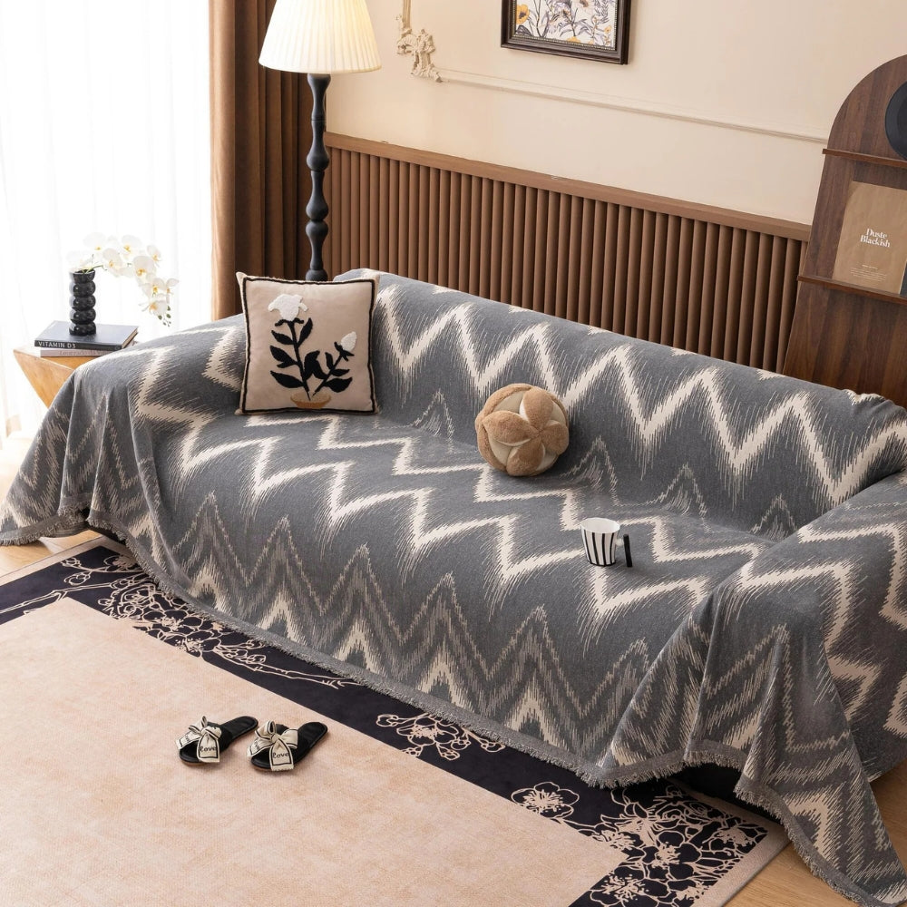 Ochre Streak Textured Couch Cover