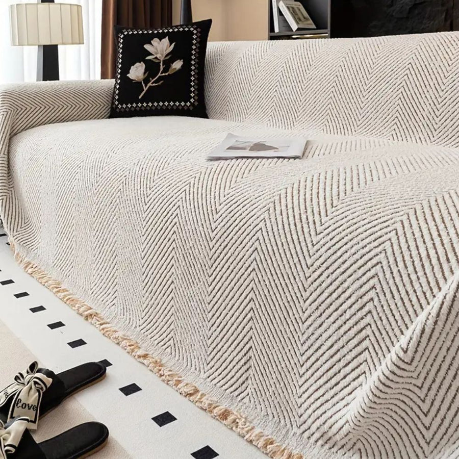Sofa Cover Herringbone Pattern Slipcover for Couch Protection