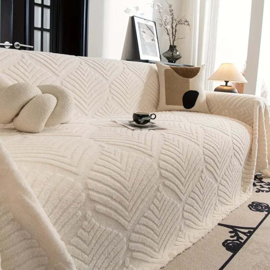 Herringbone Leaf Design Fleece Couch Cover
