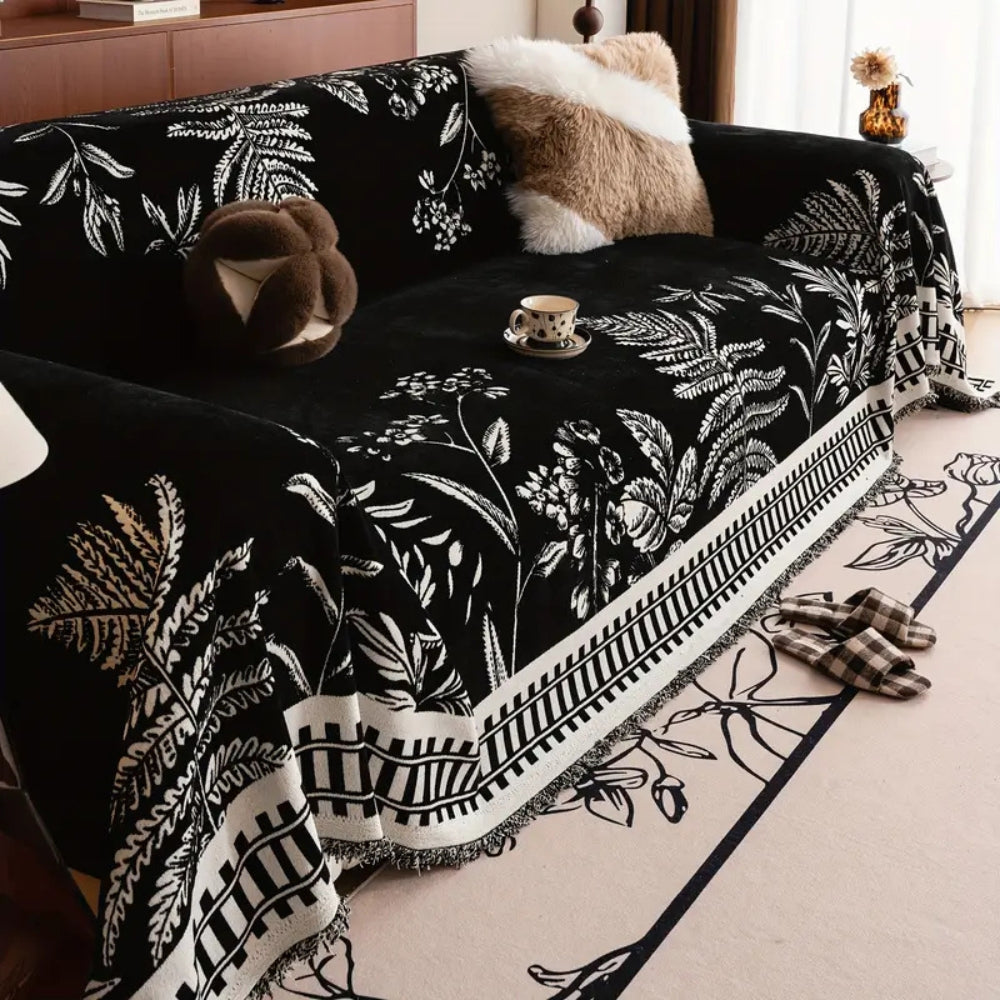 Foliage Floral Chenille Couch Cover