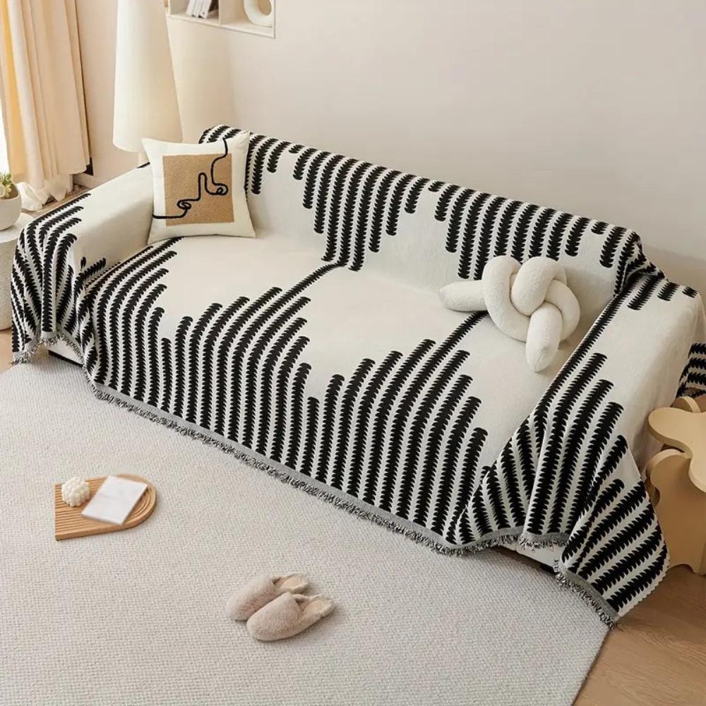 Modern Monochrome Fern Couch Cover