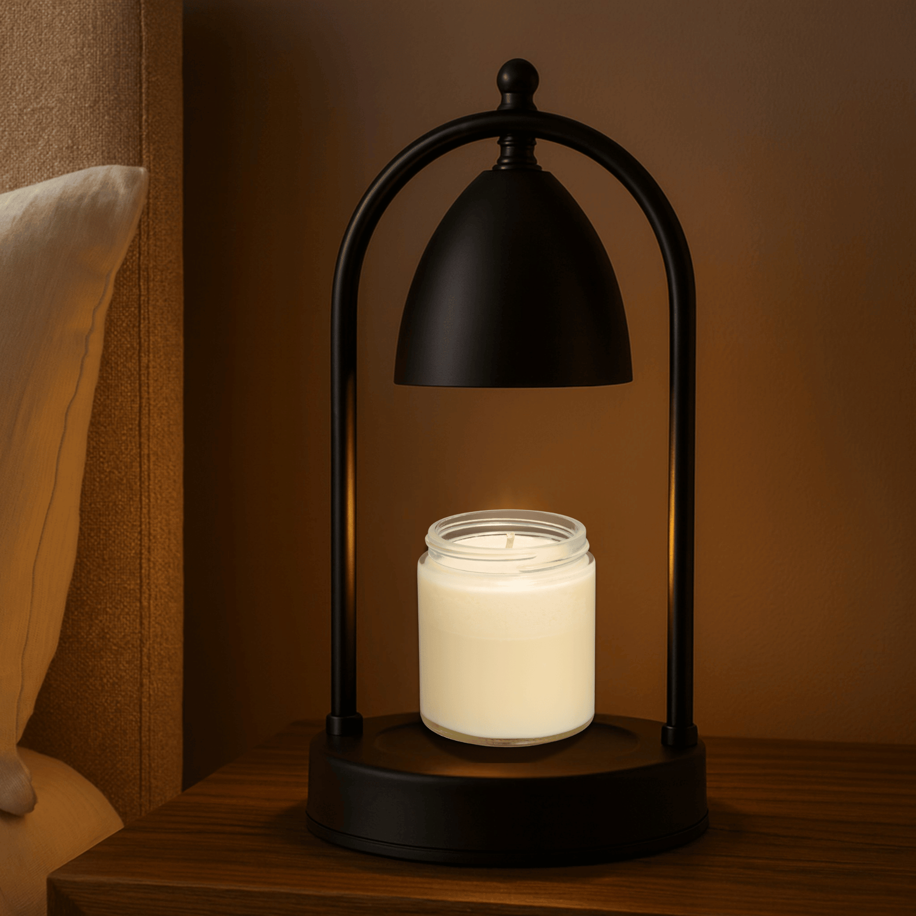 Tabletop Candle Warmer Lamp with Black Metal Arch Frame
