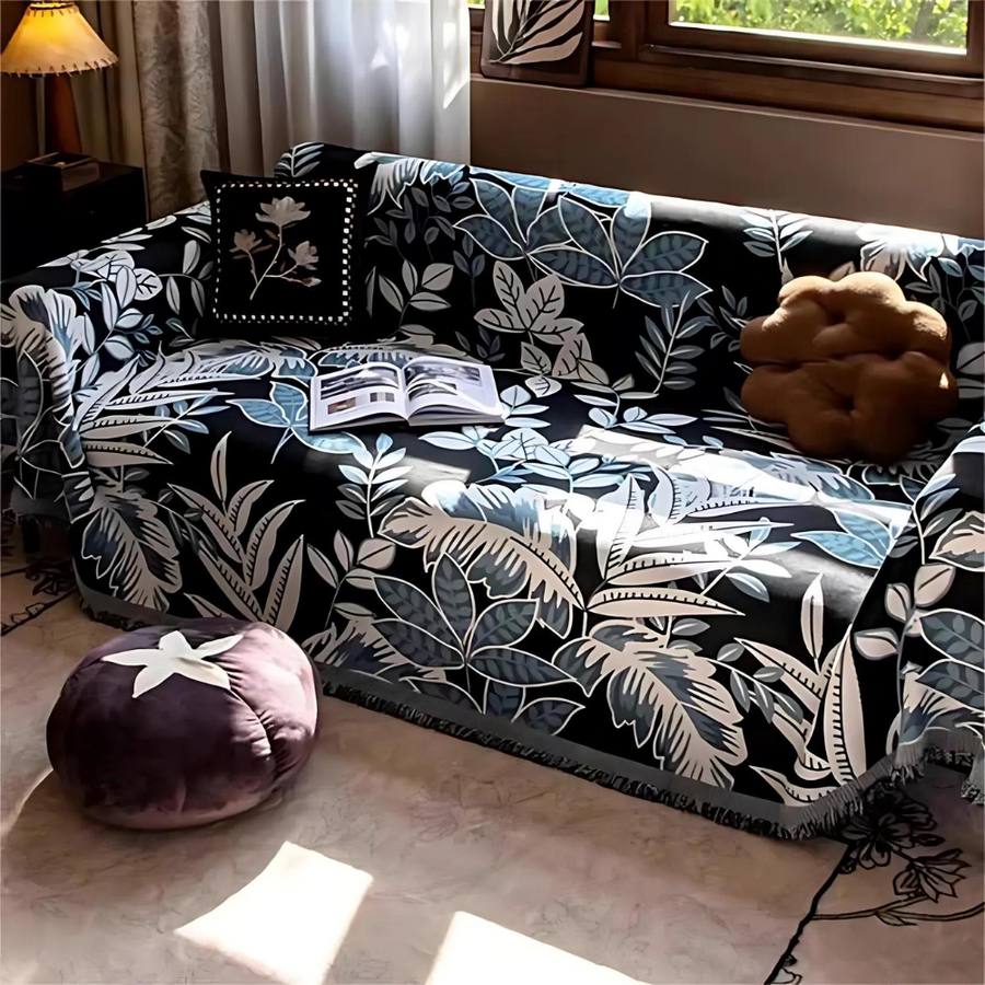 Vintage Rainforest Chenille Tassel Couch Cover
