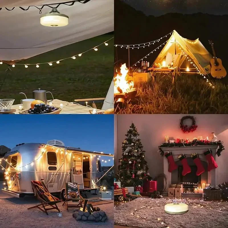Rechargeable Camping Lantern with Retractable LED String Lights