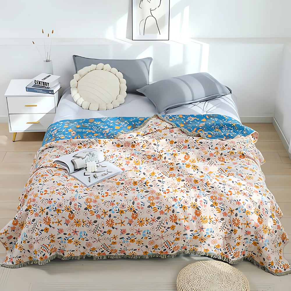 Daisy Dreamer Reversible Tassel Cotton Blanket