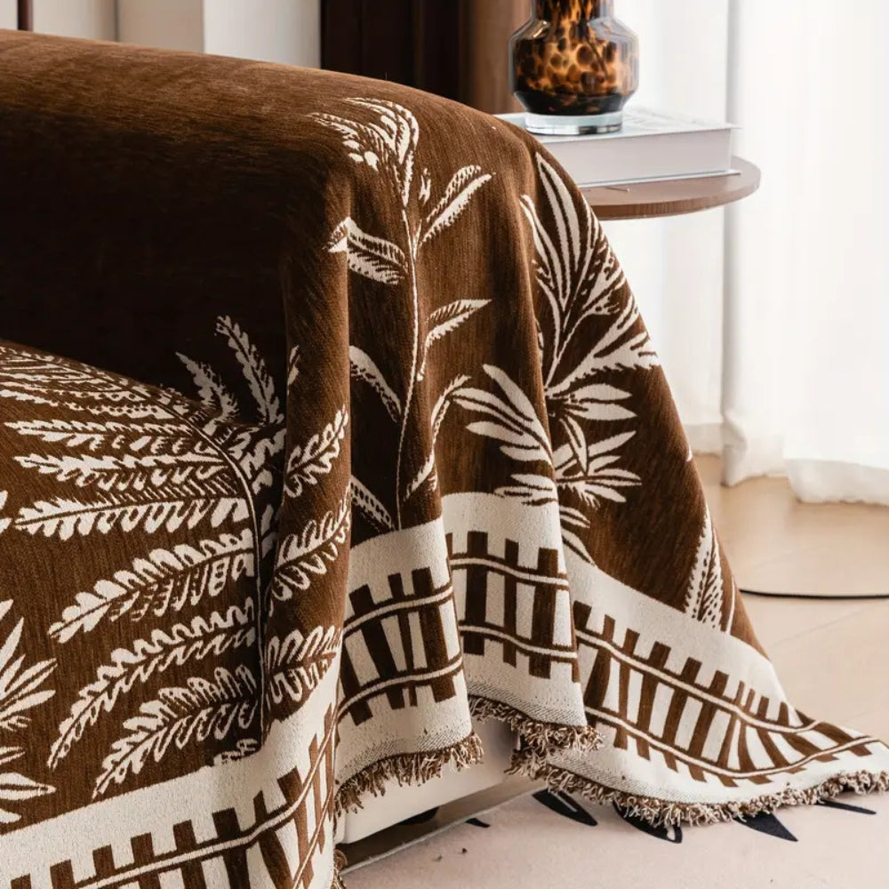 Foliage Floral Chenille Couch Cover