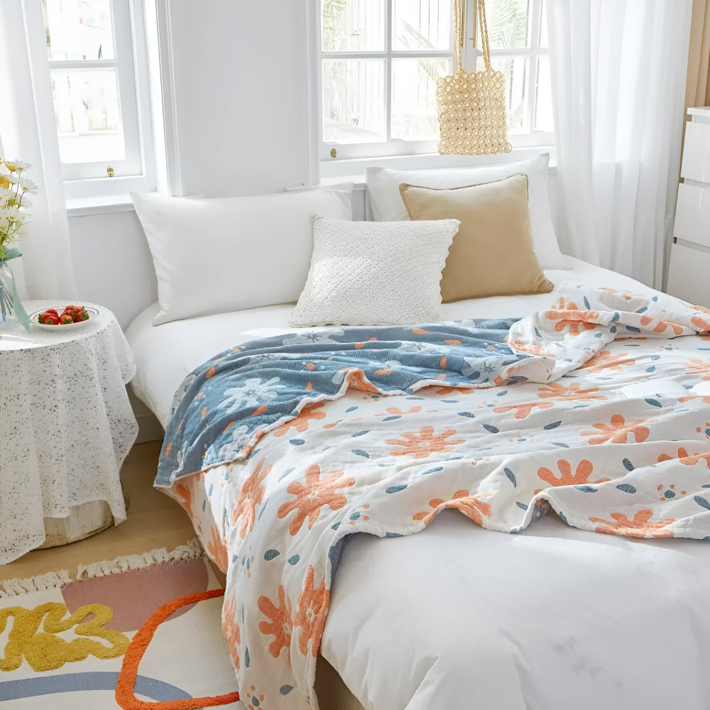 Abstract Sunny Reversible Cotton Blanket