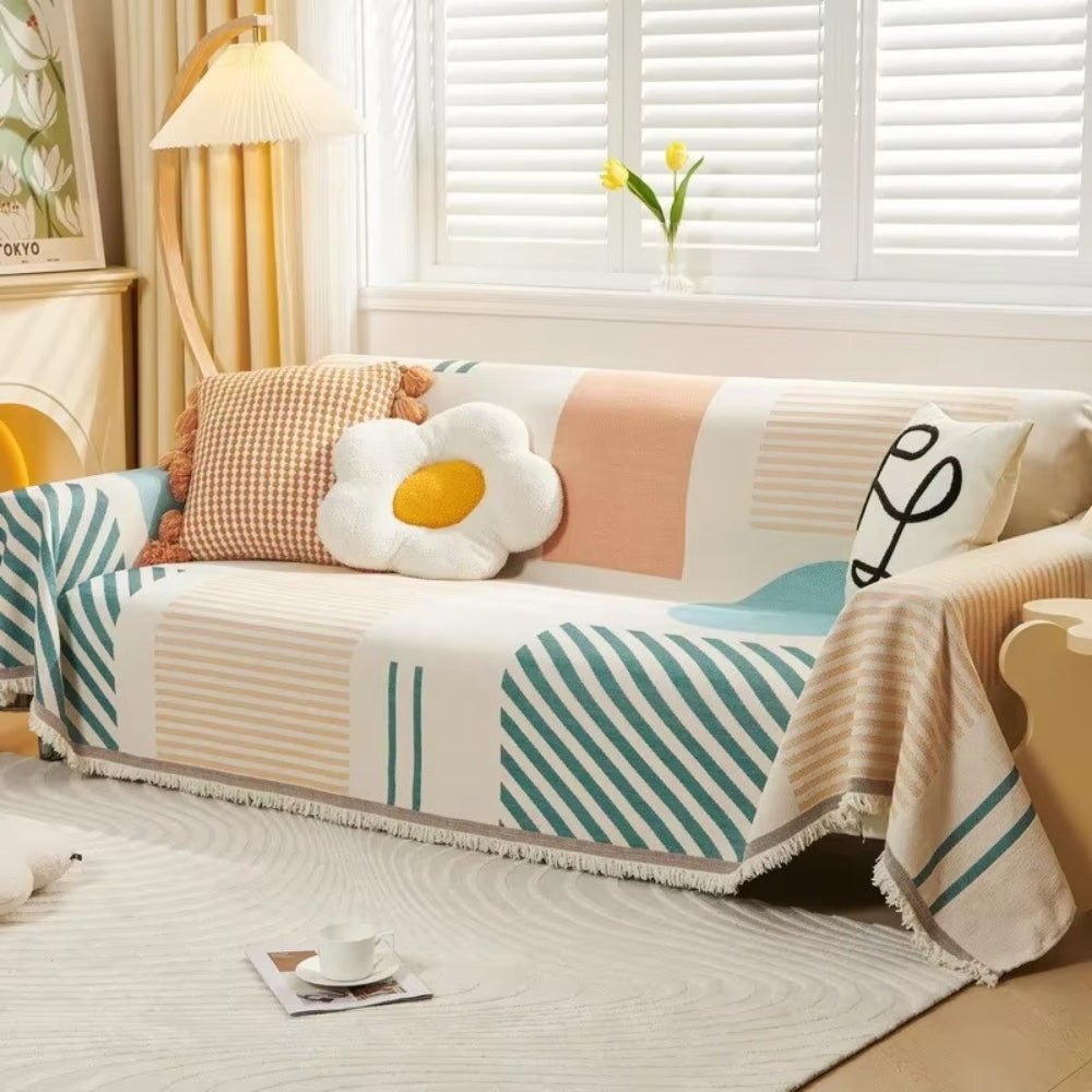 Meringue Chenille Geometry Couch Cover