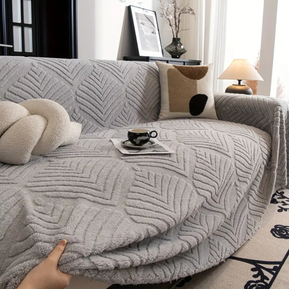 Herringbone Leaf Design Fleece Couch Cover