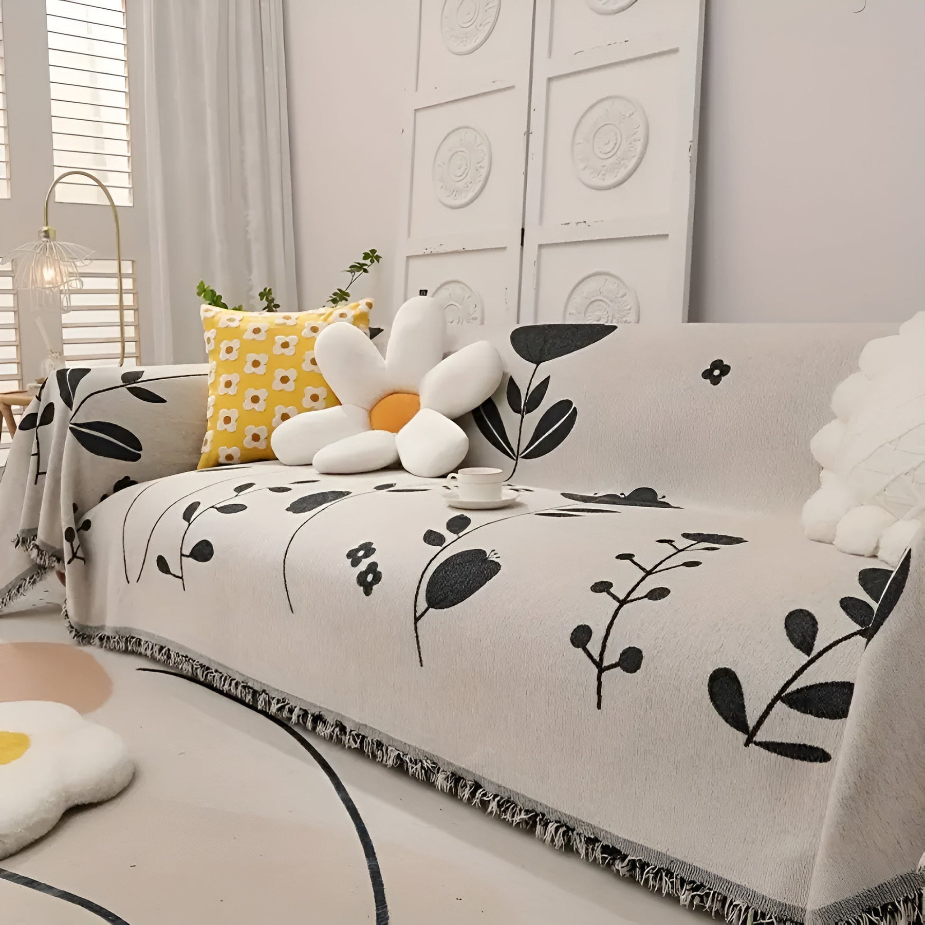 Modern Bloom Reversible Couch Cover