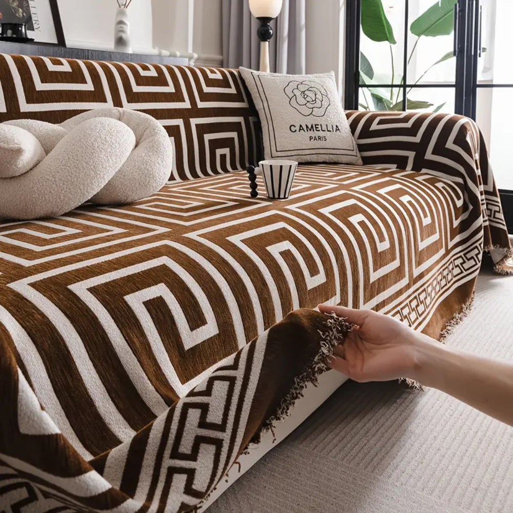 Meander Tassels Chenille Couch Cover