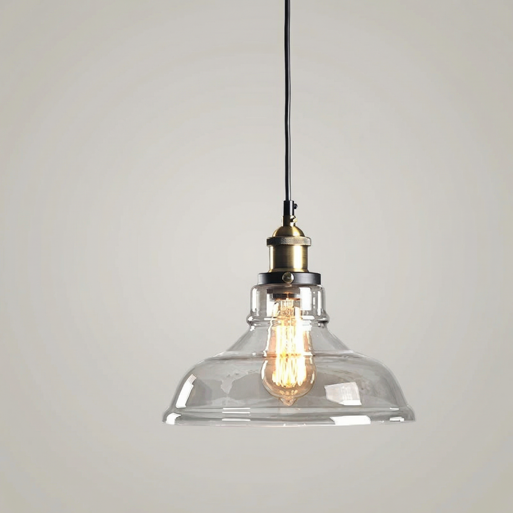 Vintage Industrial Glass Pendant Light