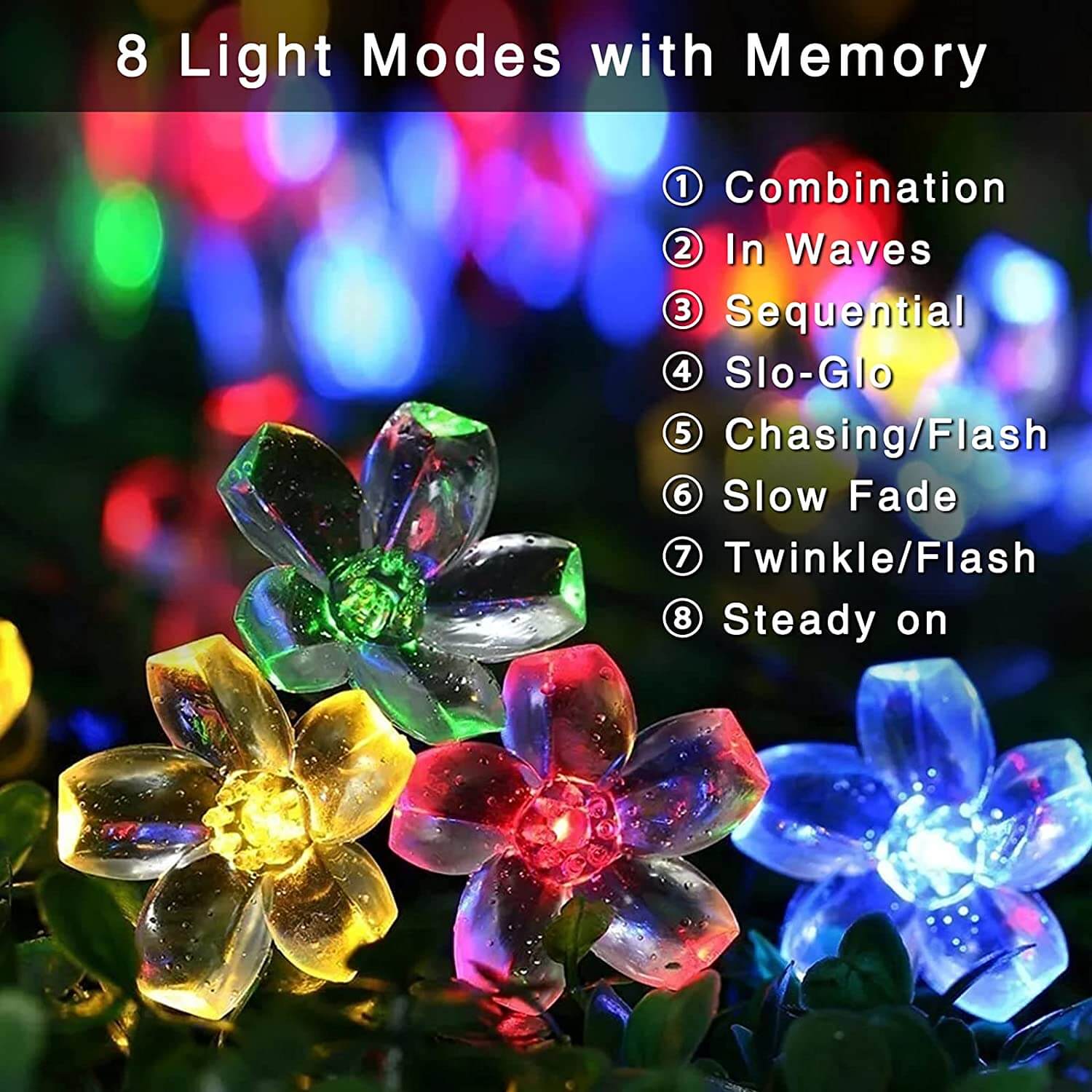 Solar Flower String Lights with Multicolour LED