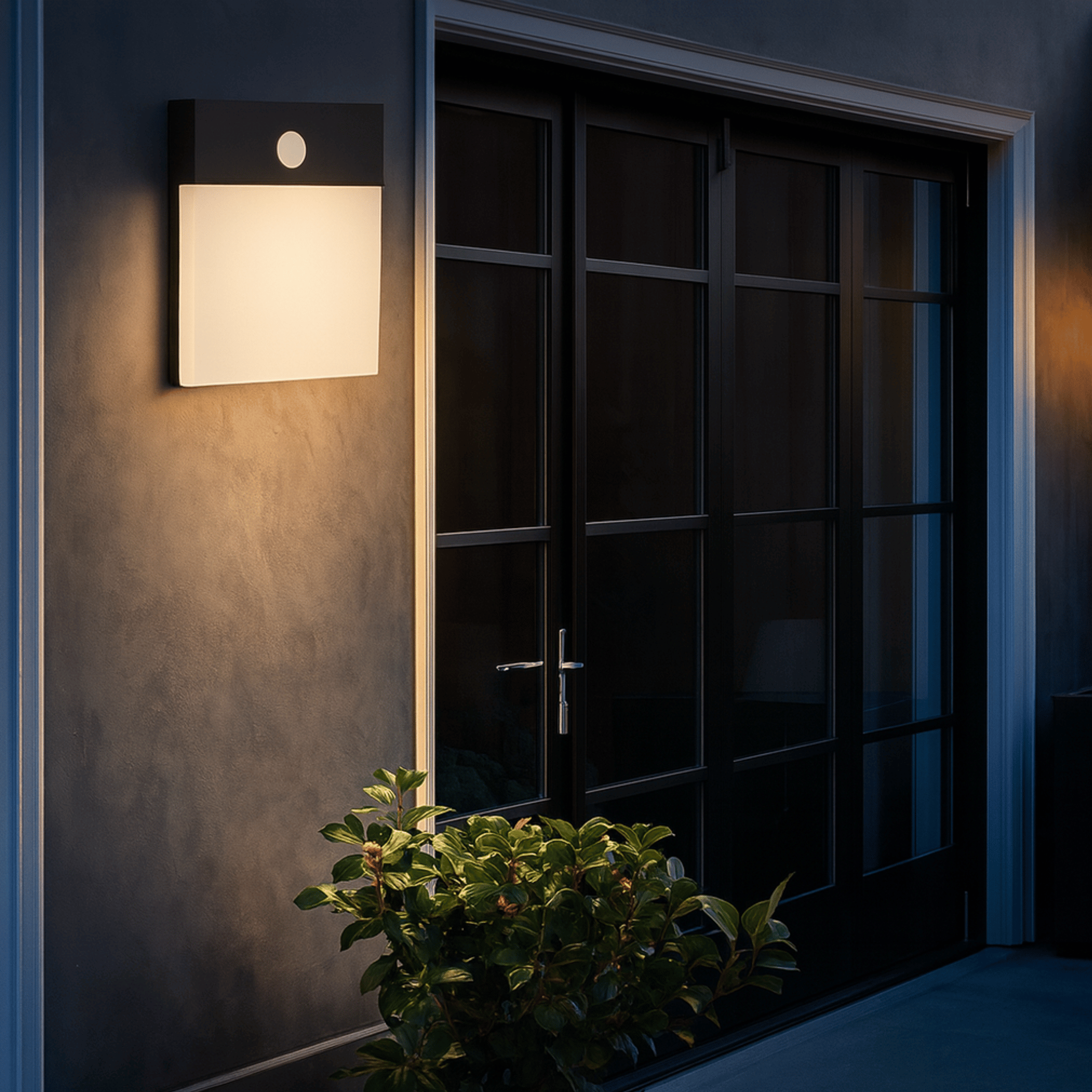 LED Exterior Wall Lamp with Flat Panel and Motion Detection