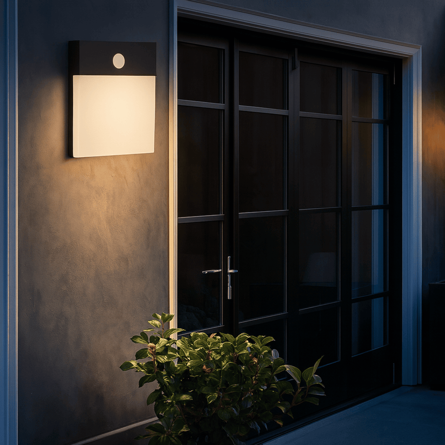 LED Exterior Wall Lamp with Flat Panel and Motion Detection