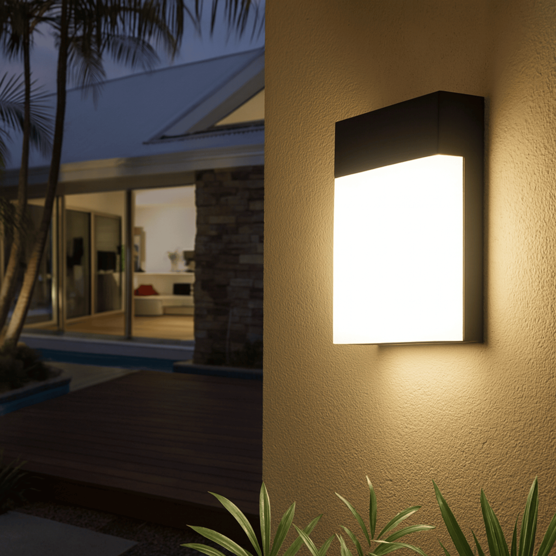 LED Exterior Wall Lamp with Flat Panel and Motion Detection