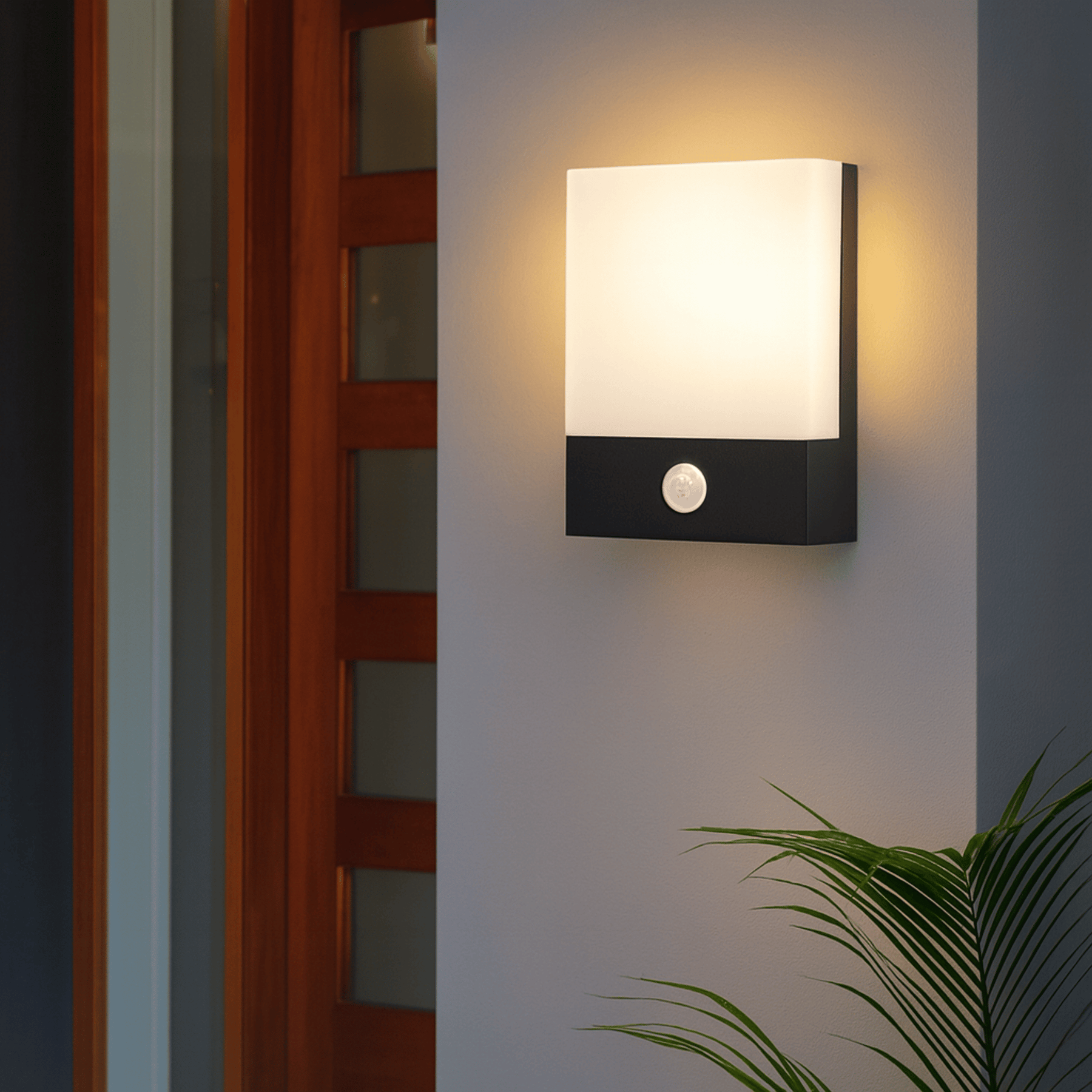 LED Exterior Wall Lamp with Flat Panel and Motion Detection