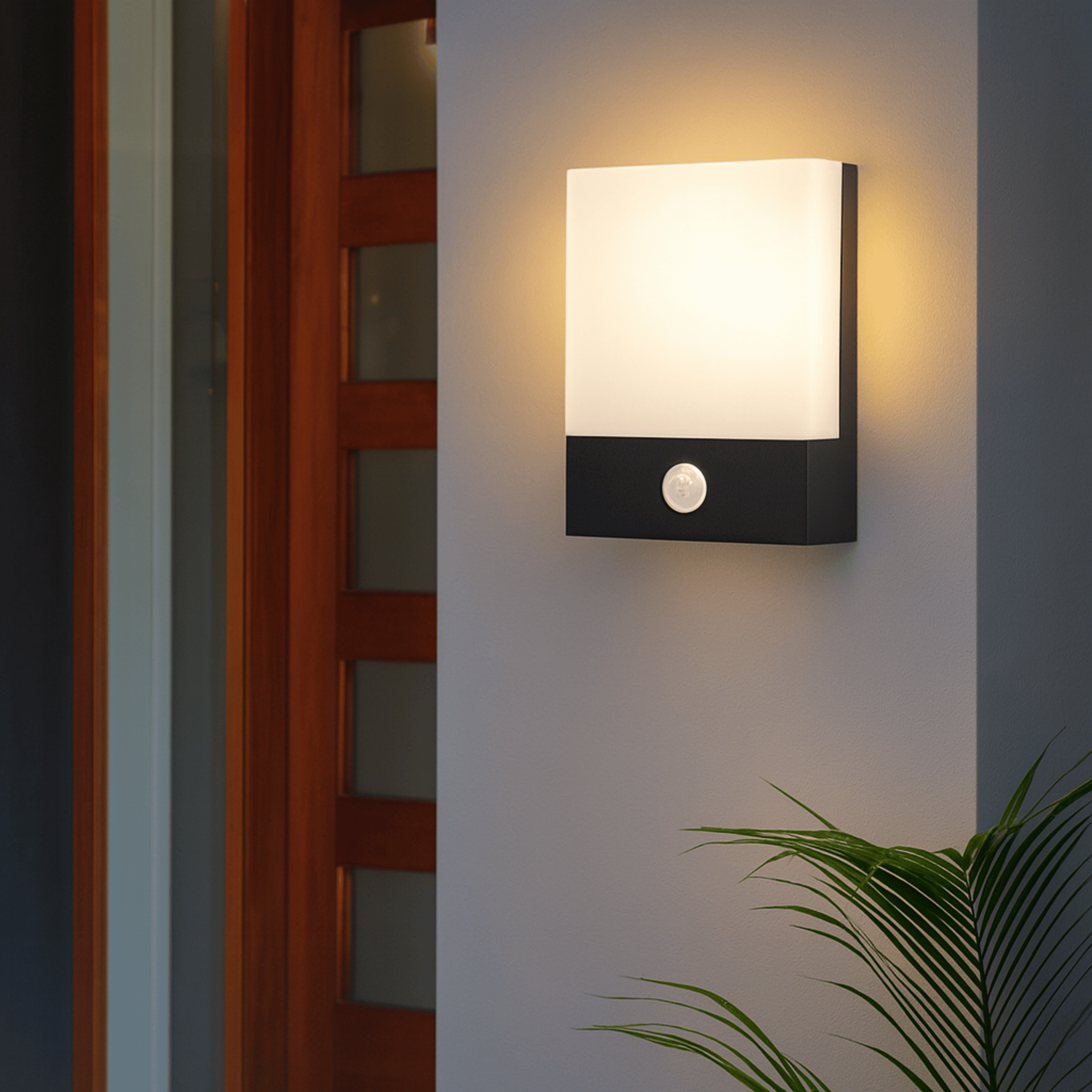 LED Exterior Wall Lamp with Flat Panel and Motion Detection
