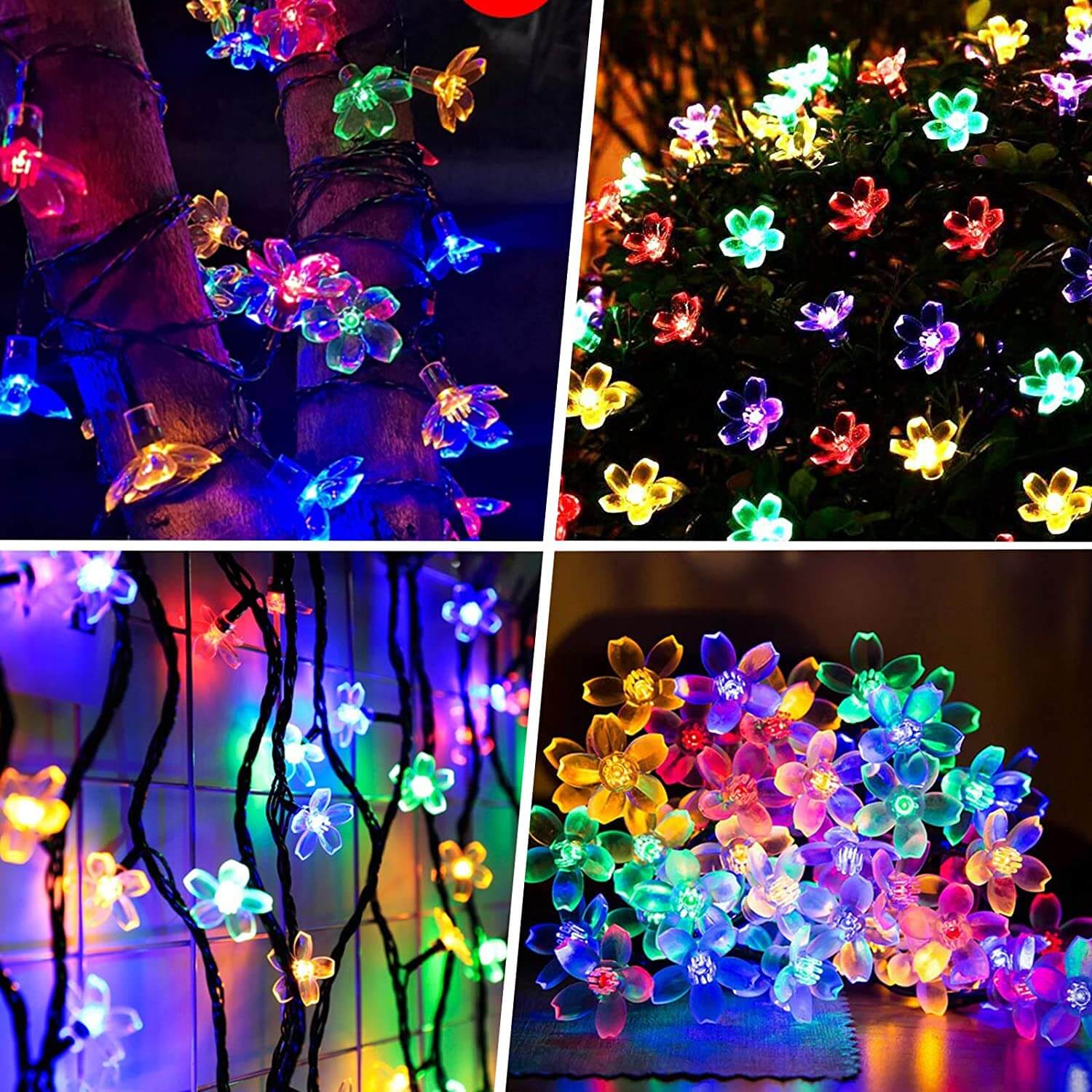 Solar Flower String Lights with Multicolour LED
